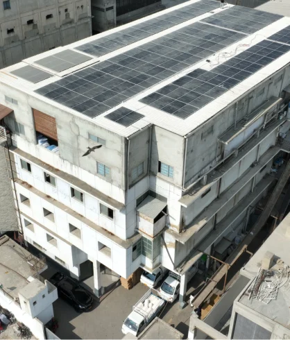 Another view of the Amna Ashraf Apparels solar installation