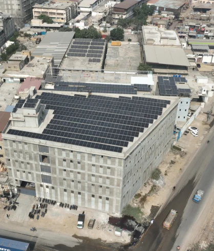 Solar array on a multistorey industrial building