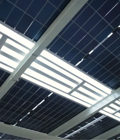 Support structure beneath the solar panels at SRS Industries